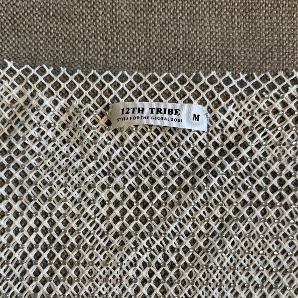 12th Tribe White Sheer Beaded Dress - Picture 3 of 4